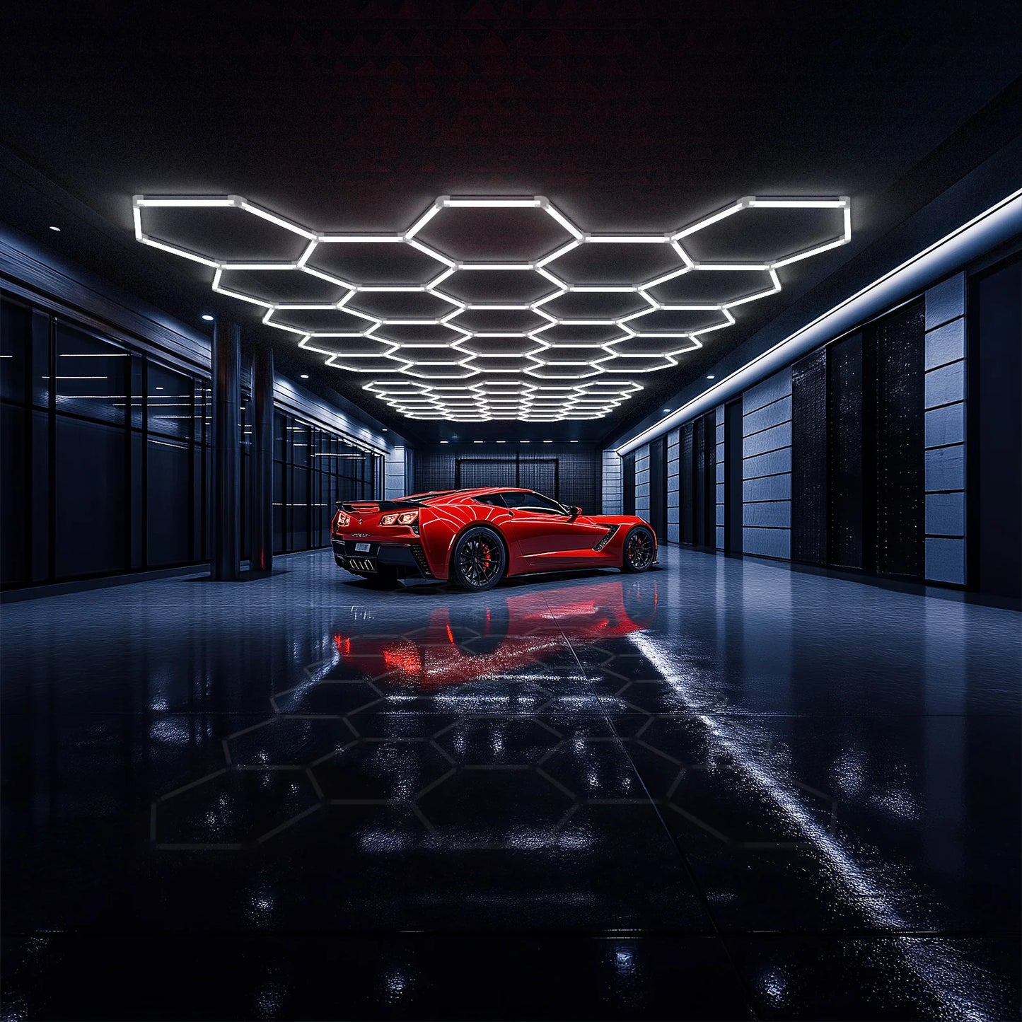 Hyperlite Hexagon Garage Lights Gen 2 - 25 Grid (13.8 x 11.7 ft)
