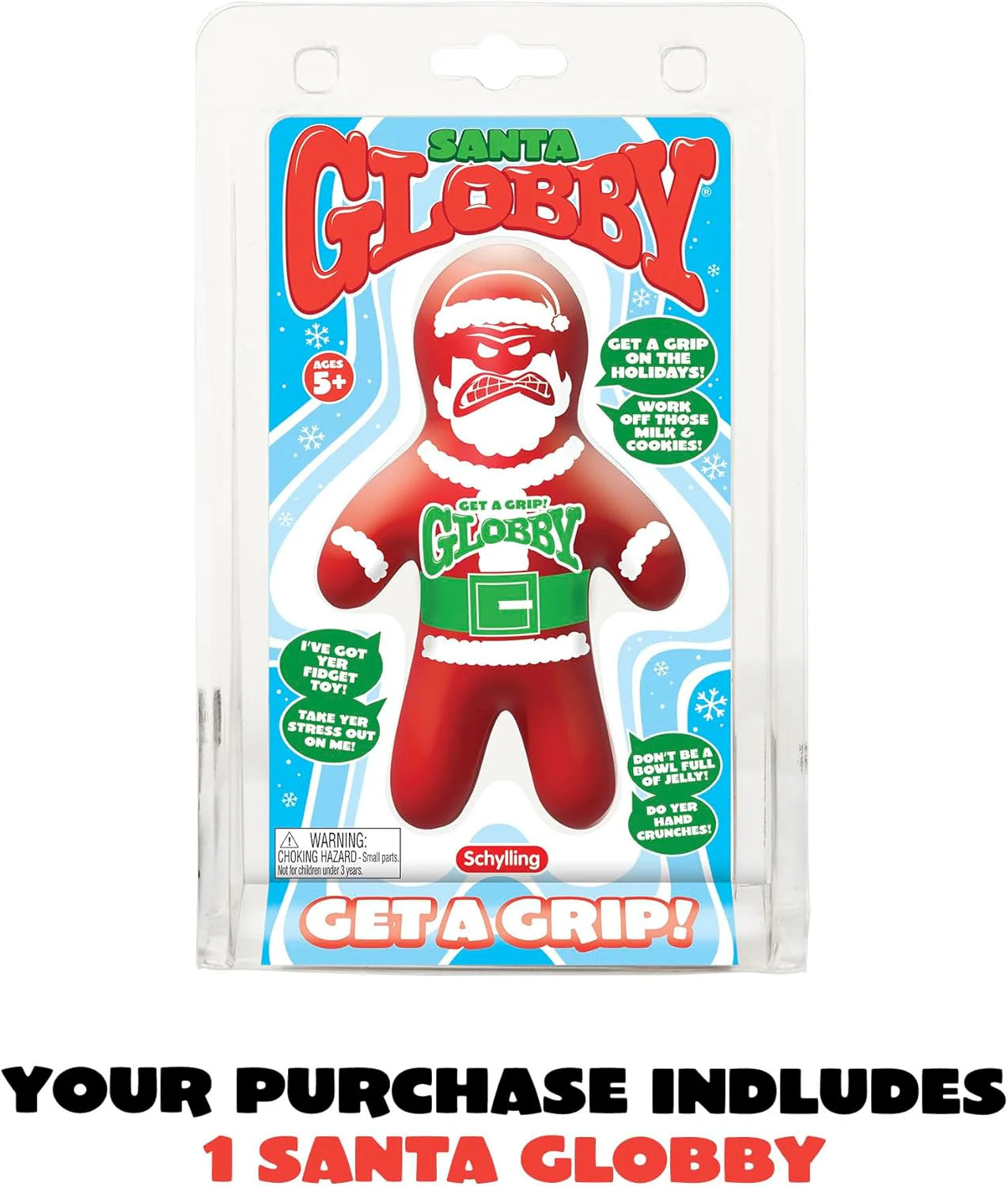 Santa Globby Sensory Toy with a Tough Squish Get a Grip with a Santa Themed Squeeze Ages 3 and Up One Santa