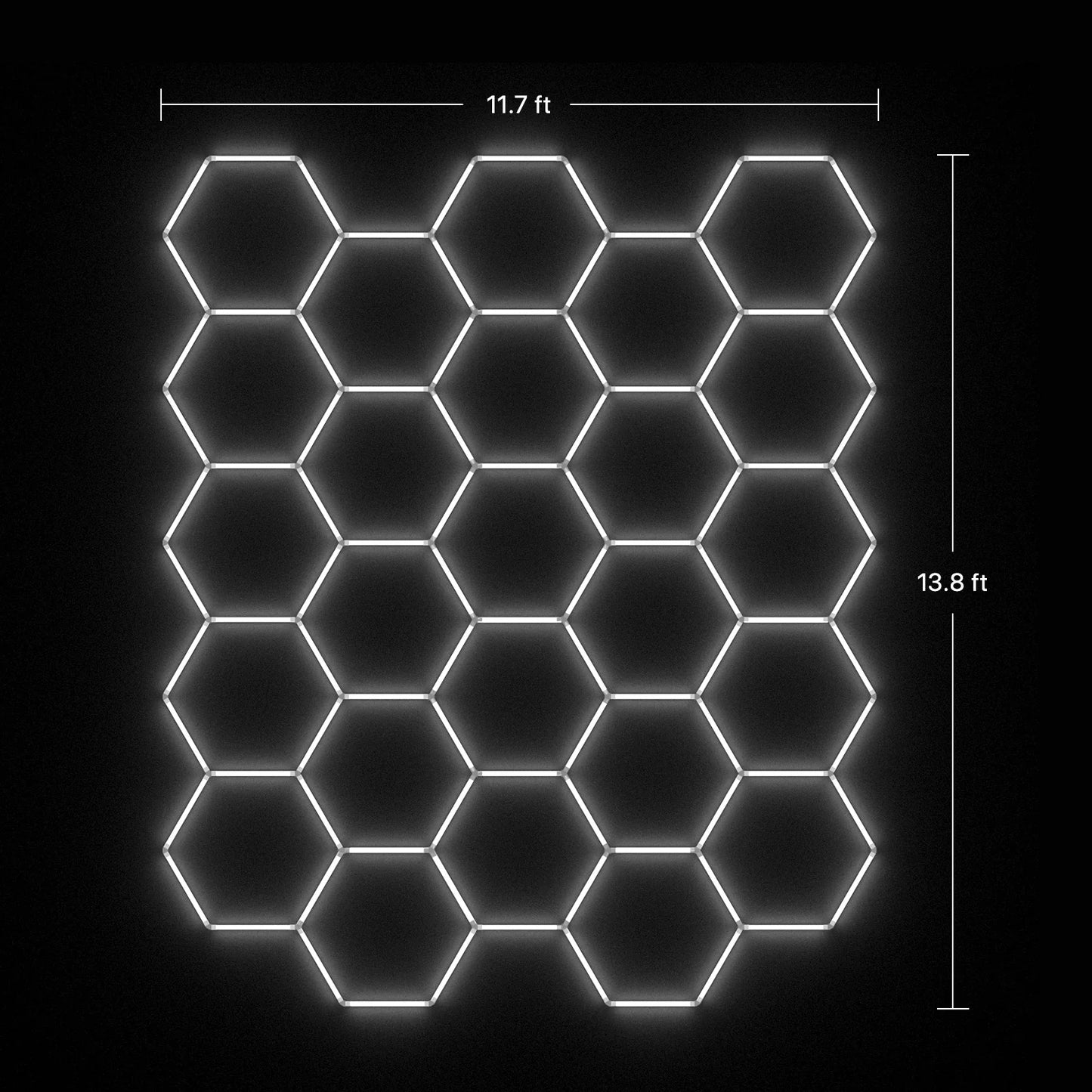 Hyperlite Hexagon Garage Lights Gen 2 - 25 Grid (13.8 x 11.7 ft)