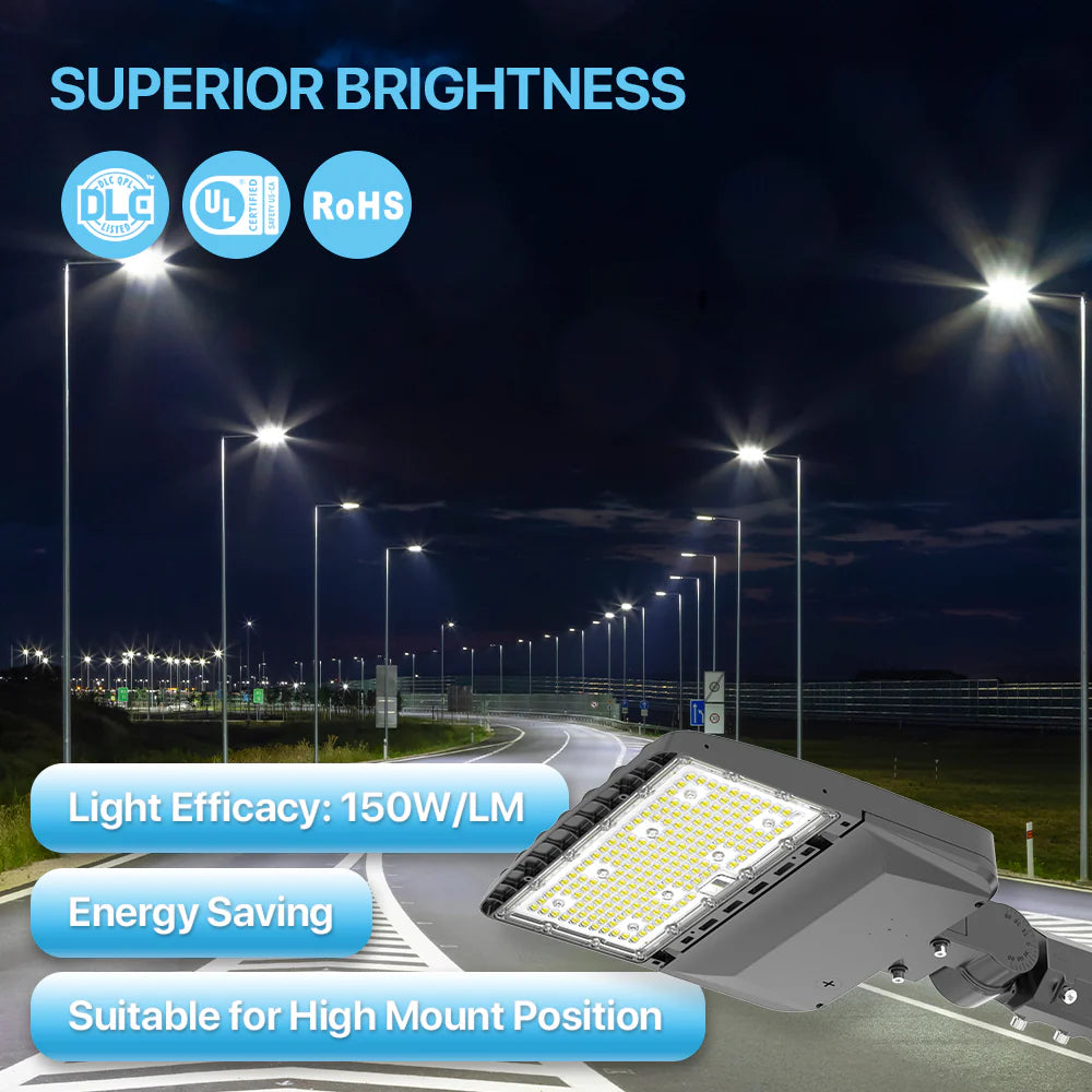Parking Lot Light - Black XALH Series With Shortcap, 36000lumens, Selectable Wattage & CCT, AC 120V-277V