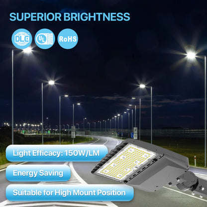 Parking Lot Light - Black XALH Series With Shortcap, 46500lumens, Selectable Wattage & CCT, AC 120V-277V