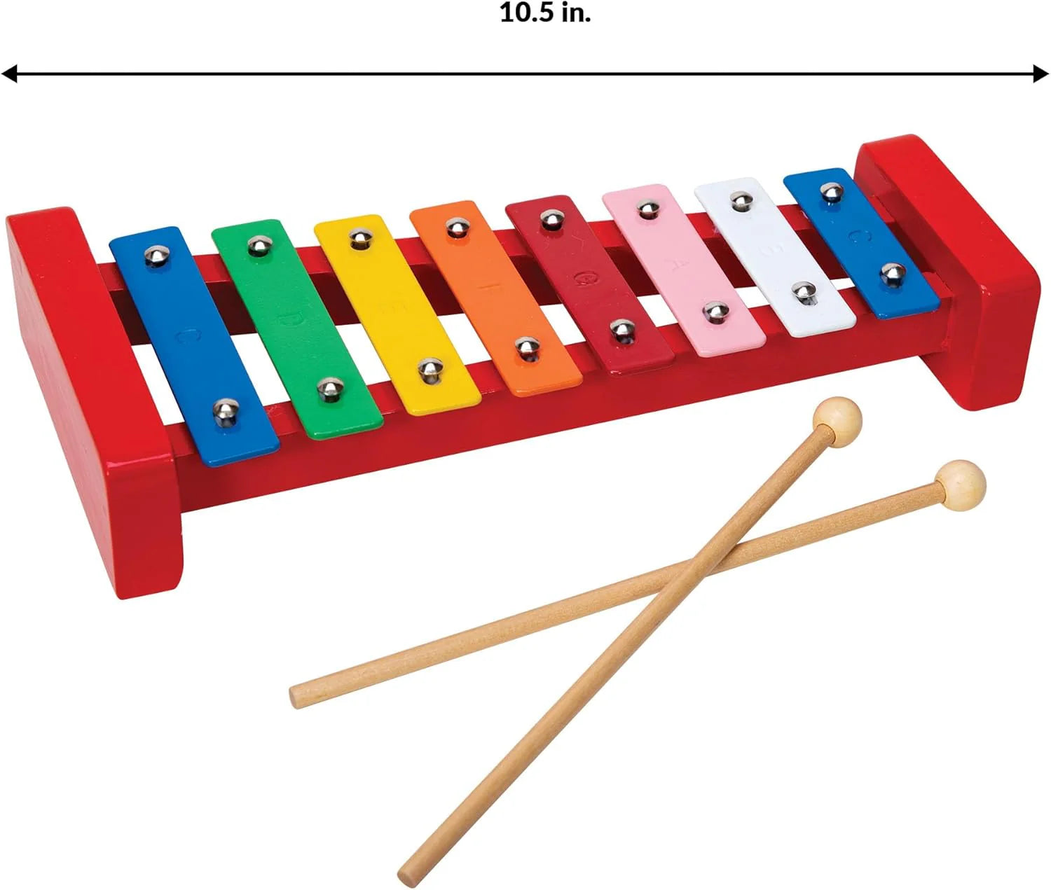Wooden Xylophone Colorful Kids Instrument Includes Wooden Mallets and Embossed Metal Keys Ages 3 and Up