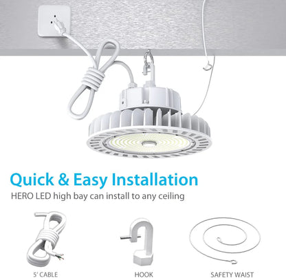 Hyperlite LED High Bay Light - White Hero Series, 21000lumens, Selectable Wattage&CCT, AC 120-277V