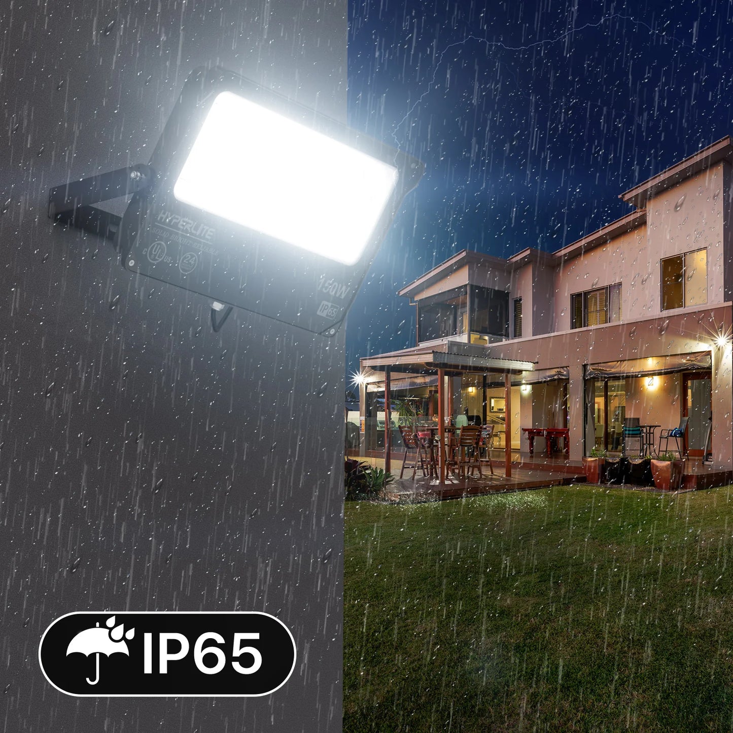 Hyperlite Led Flood Light with Photocell  - Mars Series 2 Pack (U Bracket) - 18000lumens, 5000K, AC 120V Only
