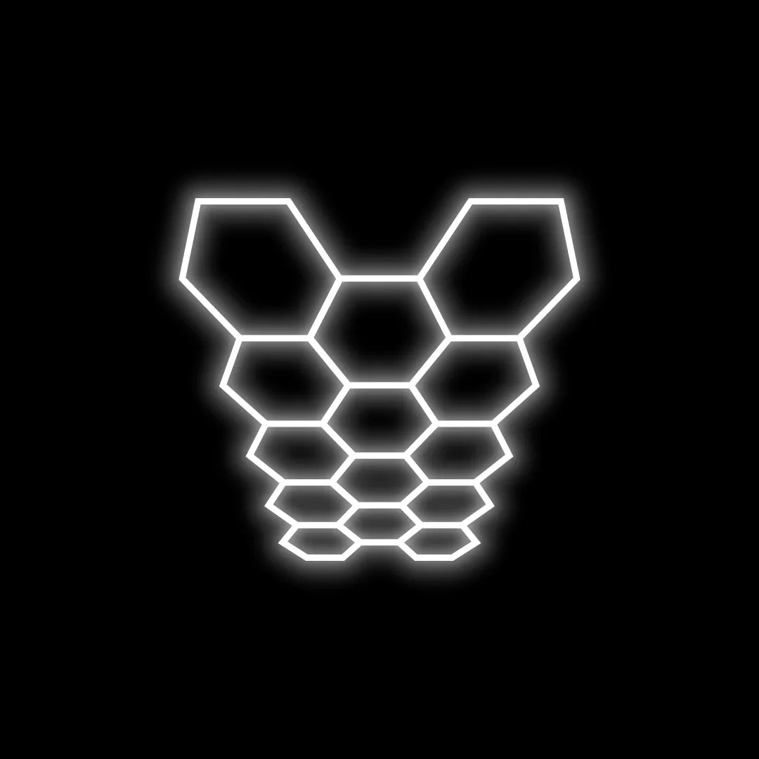 Dimmable Hexagon Garage Lights Gen 2 - 14 Grid (12.5 x 7.3 ft)