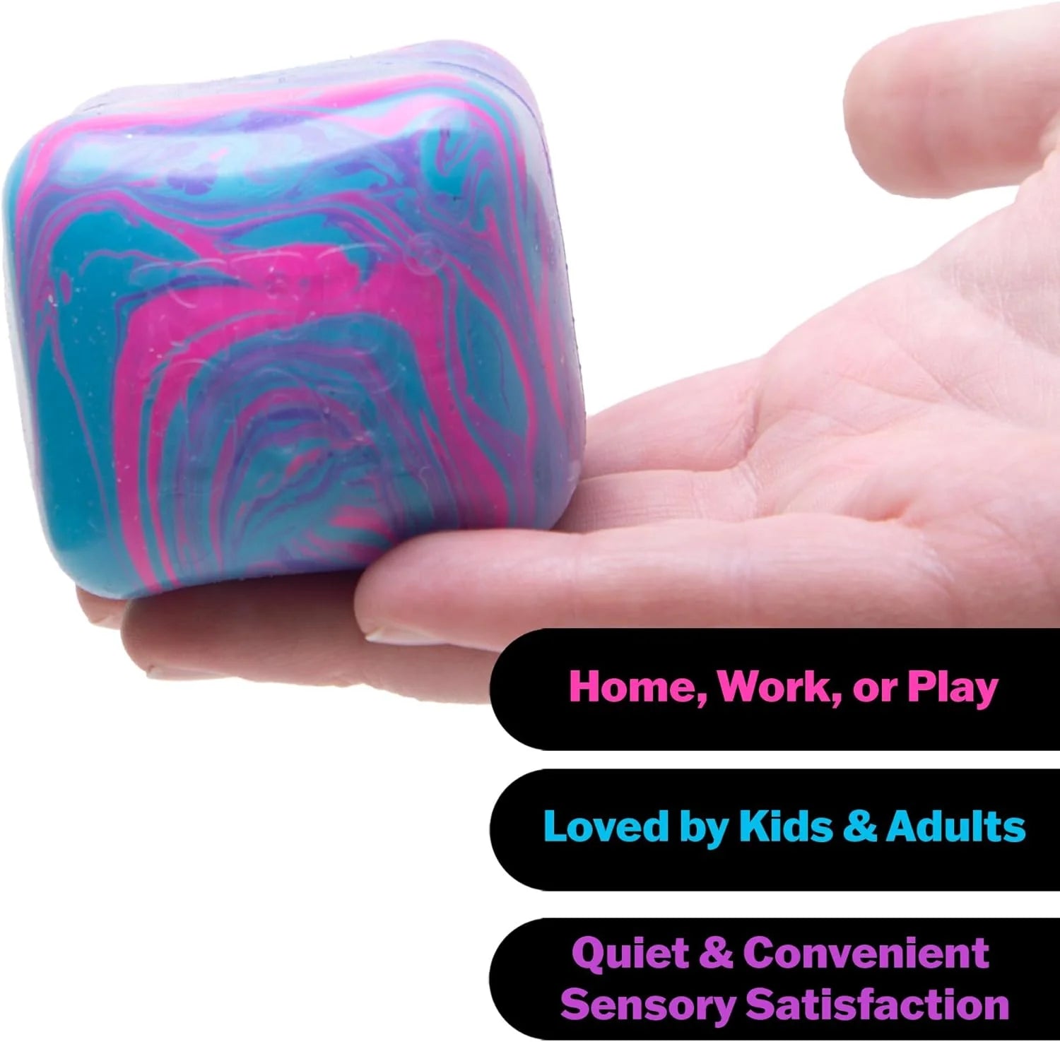 NeeDoh Nice Cube Swirl Sensory Toy with a Super Solid Squish Unique Swirling Color Blend Ages 3 and Up Purple Blue One Cube Per Pack