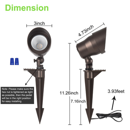 Glitgate 3CCT Landscape Spotlight 250lumens, CCT Selectable, AC/DC 12-24VLow Voltage, 6 Pack