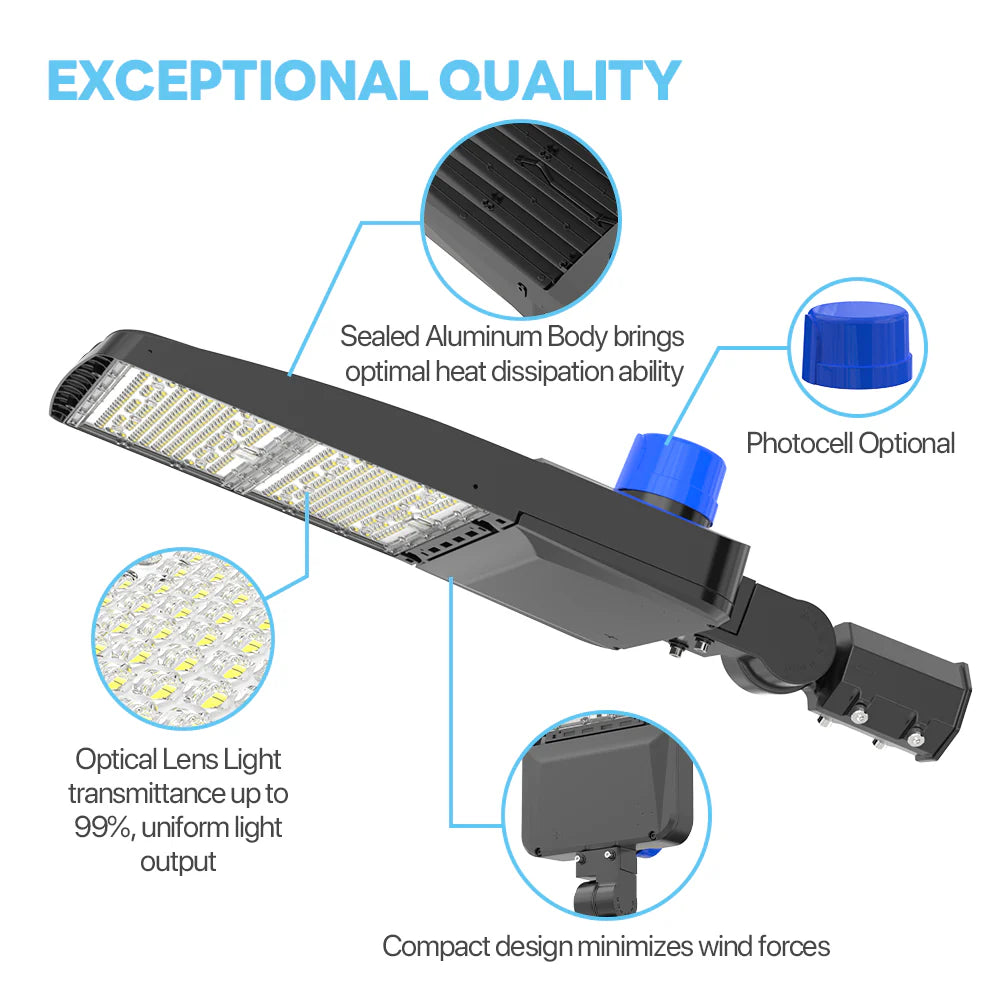 Parking Lot Light - Black XALH Series With Shortcap, 36000lumens, Selectable Wattage & CCT, AC 120V-277V