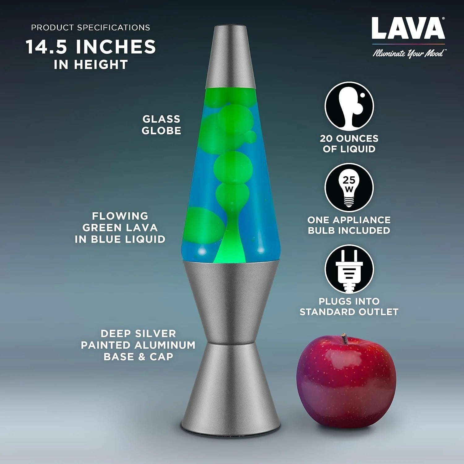Lava Lamp 145 Deep Ocean The Original Motion Light Yellow Green Wax and Blue Liquid Item 2634 Amazon Exclusive