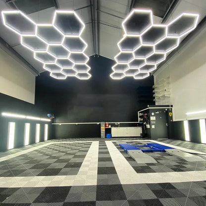 Hyperlite Hexagon Garage Lights Gen 2 - 14 Grid (12.5 x 7.3 ft)