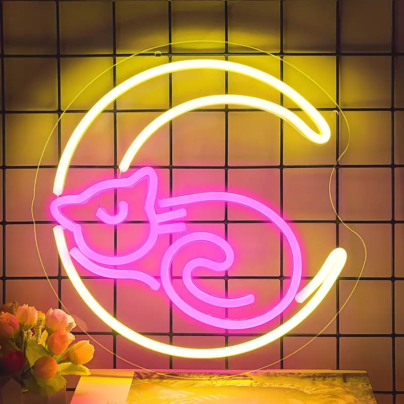 Moon Cat LED Neon Sign Light