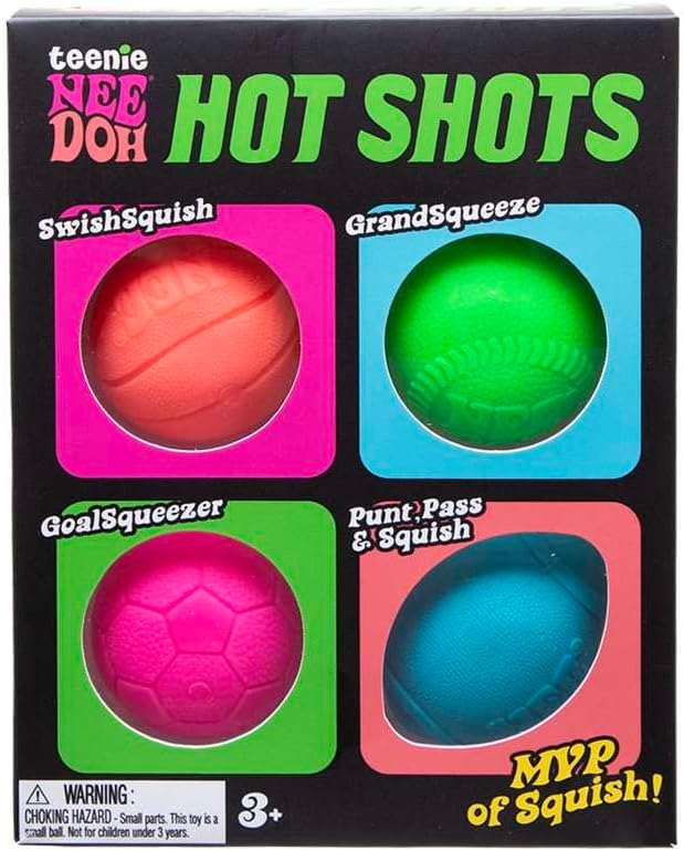 NeeDoh Hot Shot Teenie Needoh 4 Pack Sensory Squeeze Toy 15 in Diameter Colors May Vary