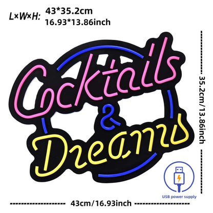 Cocktails & Dreams Neon Sign Light
