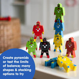 Stacking Robots Colorful Wooden Stacking Toy for Kids 9 pcs Fun Puzzle for Balancing and Imaginative Play Ages 3 and Up