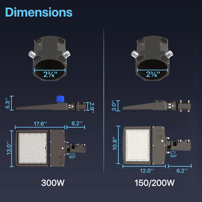 Hyperlite LED Parking Lot Light - Zeus Series, 45000lumens, 5000K, 120-277V, Dusk to Dawn