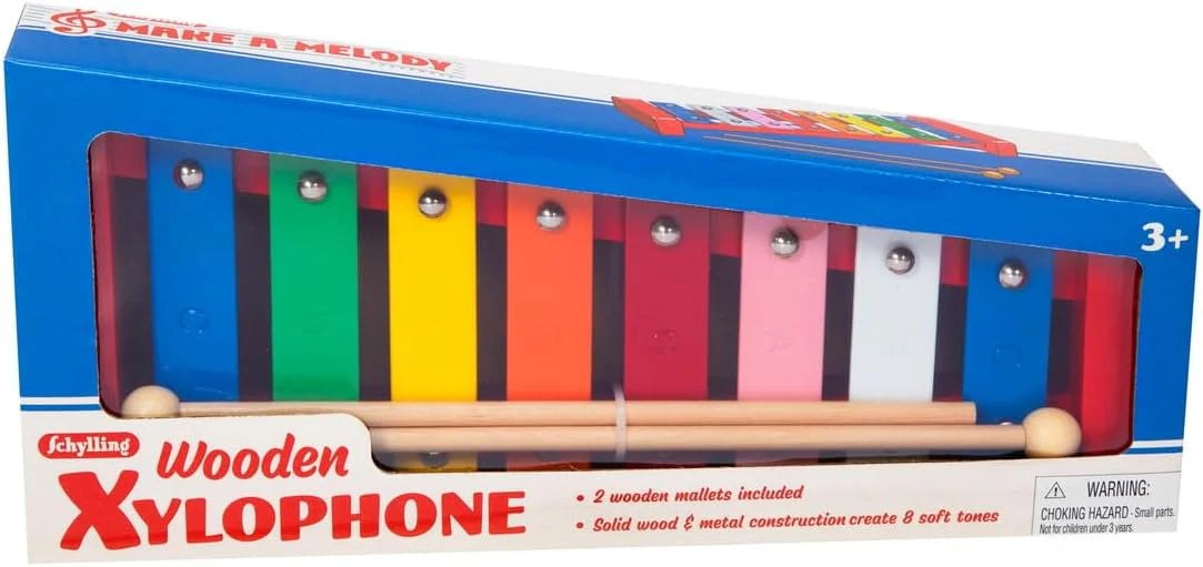 Wooden Xylophone Colorful Kids Instrument Includes Wooden Mallets and Embossed Metal Keys Ages 3 and Up
