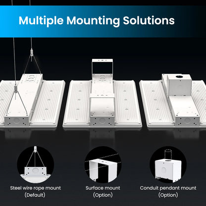 Linear High Bay LED Lights - HPLH02 Series, 18500lumens, Adjustable Wattage & CCT, 347-480V, Aluminum Housing