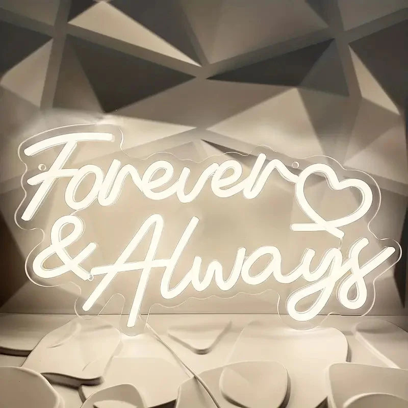 Forever & Always Heart Neon Sign Light