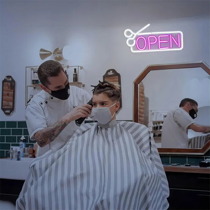 Open With Scissors Neon Sign Light