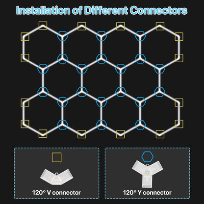 Hyperlite 120° V Connector Hexagon LED Lights Connectors Gen 2 Hexagon LED Lights