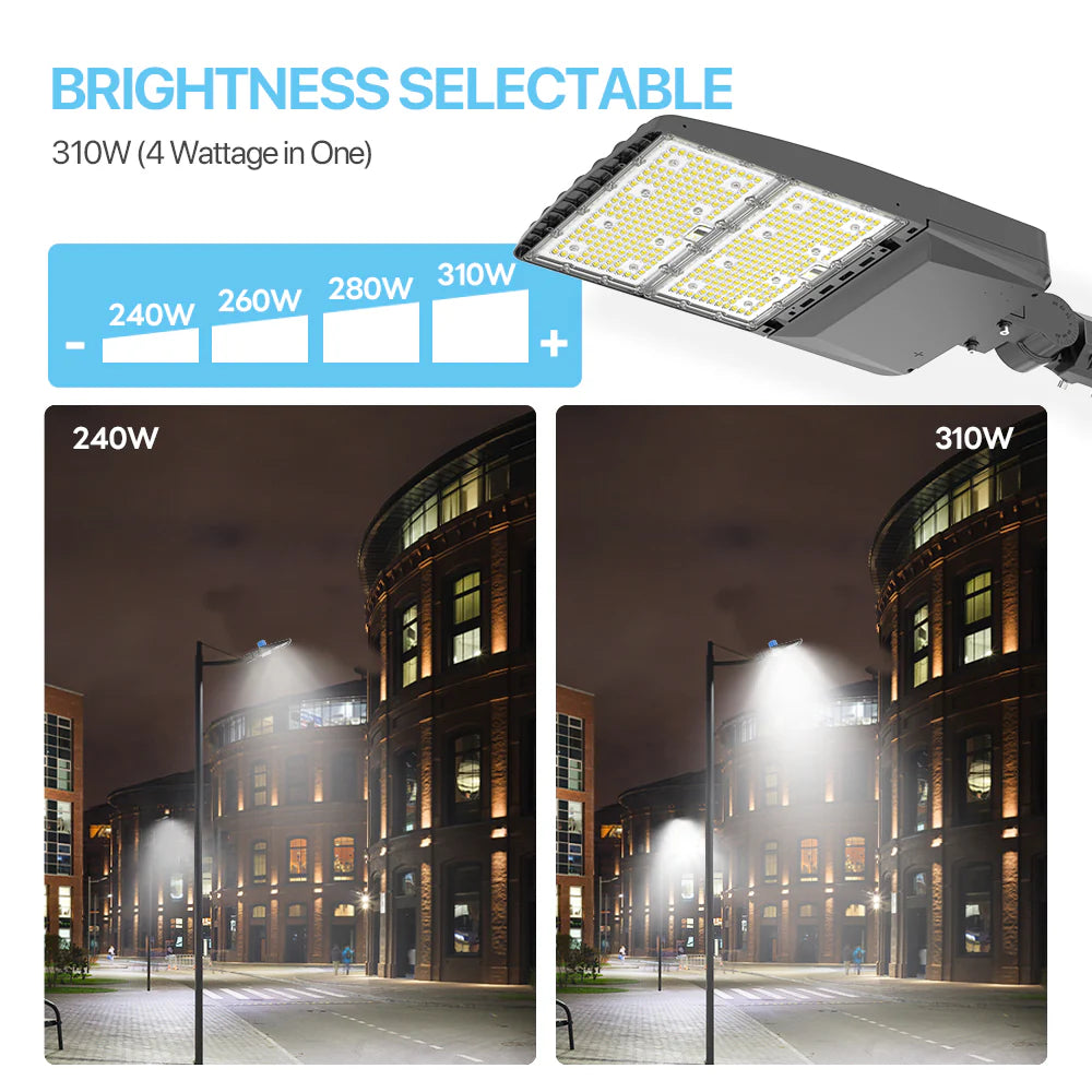 Parking Lot Light - Black XALH Series With Shortcap, 46500lumens, Selectable Wattage & CCT, AC 120V-277V