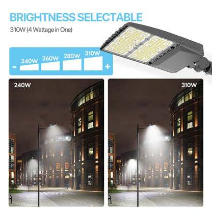 Parking Lot Light - Black XALH Series With Shortcap, 36000lumens, Selectable Wattage & CCT, AC 120V-277V