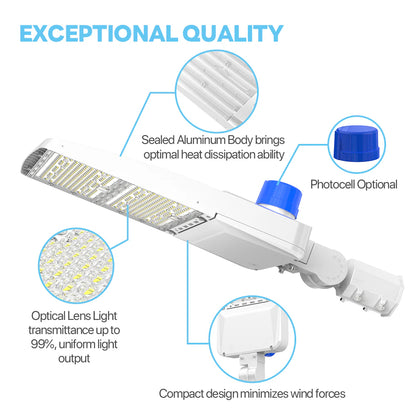 Parking Lot Light - White XALH Series with Shortcap, 46500lumens, Selectable CCT&Wattage AC 120V-277V