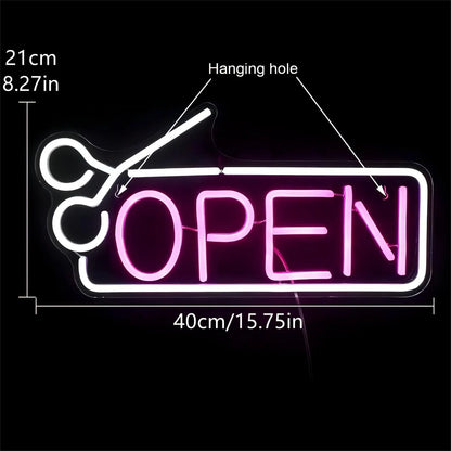 Open With Scissors Neon Sign Light