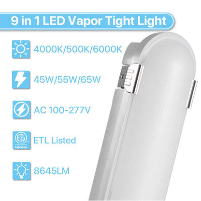 Hyperlite 4FT LED Vapor Light, 7800lumens, Selectable Wattage & CCT, AC 100-277V