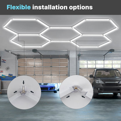 Hyperlite Hexagon Garage Lights Gen 2 - 15 Grid (15.9 x 8 ft) With Border