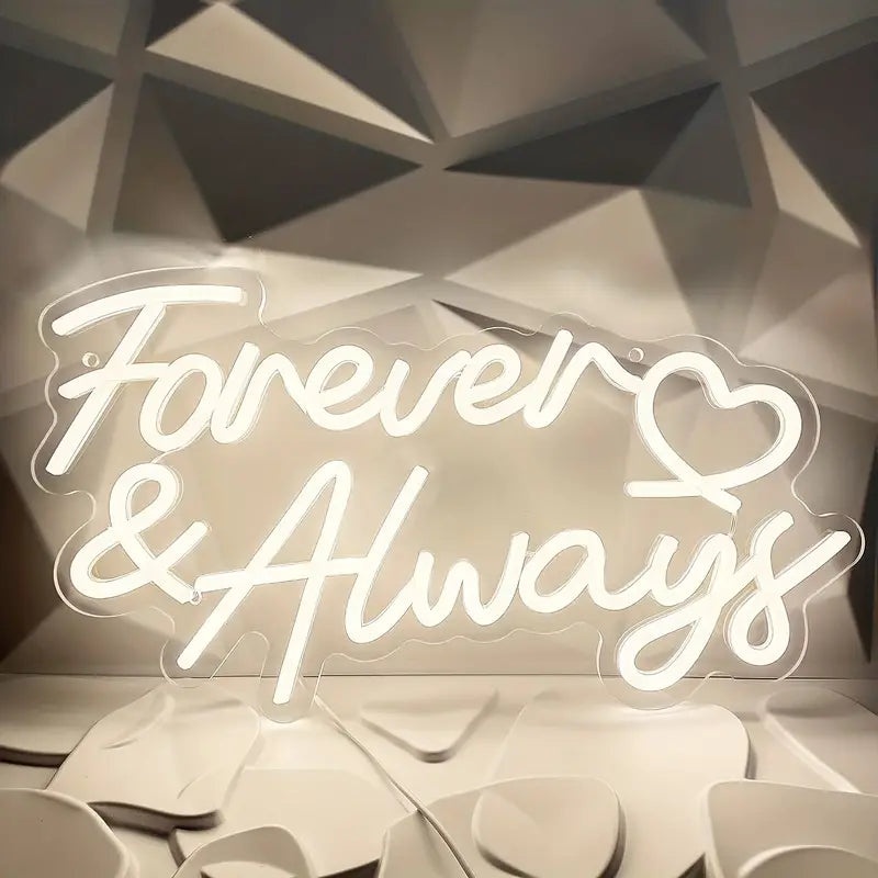 Forever & Always Heart Neon Sign Light