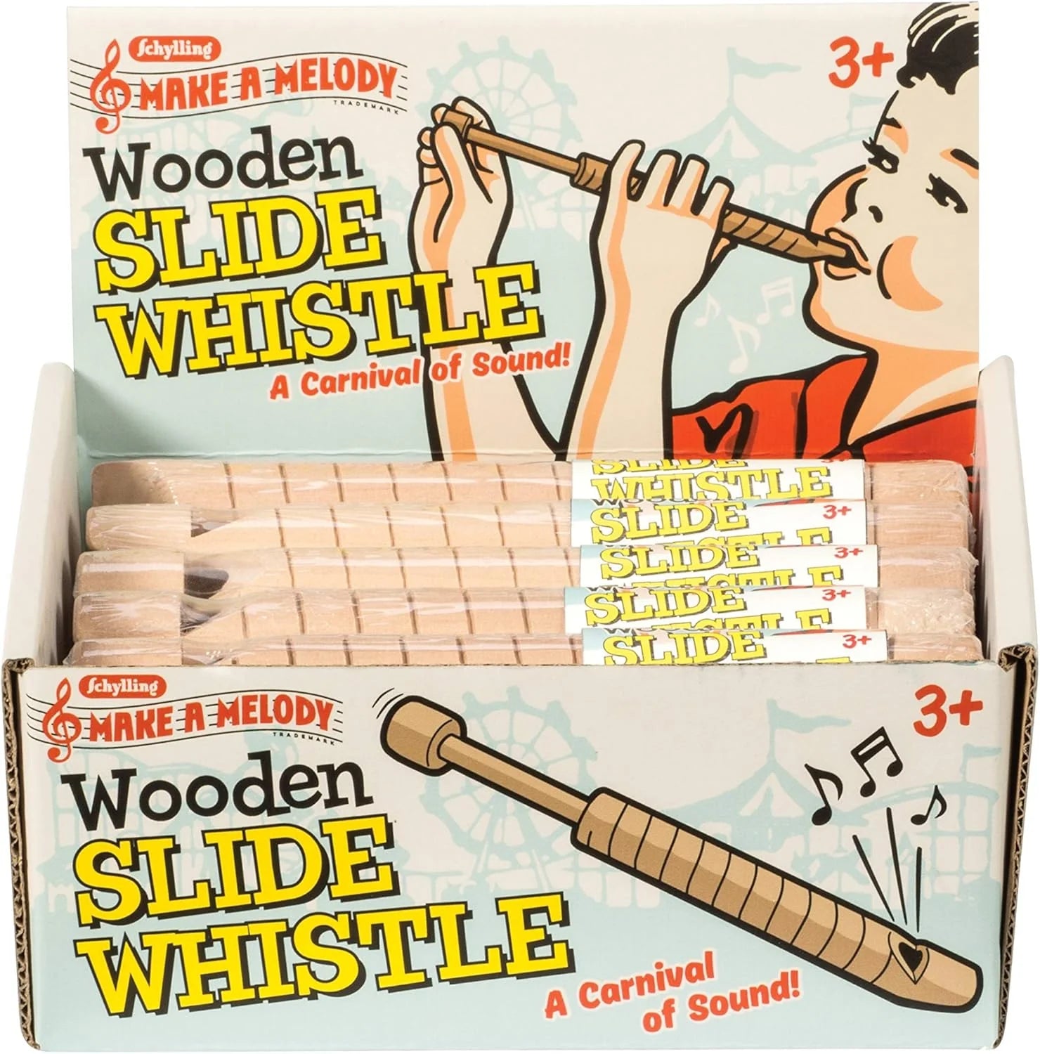 Wood Slide Whistle Toy Cream Pack of 2