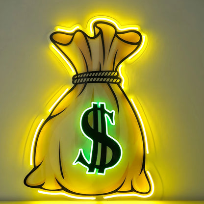 Dollar Money Bag Neon Sign Light