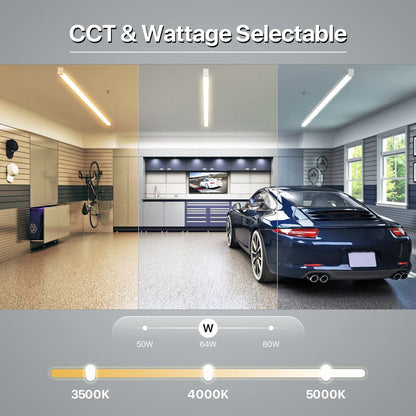 Hyperlite 8FT LED Linear Strip Light Fixture, 10400lumens, Selectable Wattage & CCT, AC 120-277V