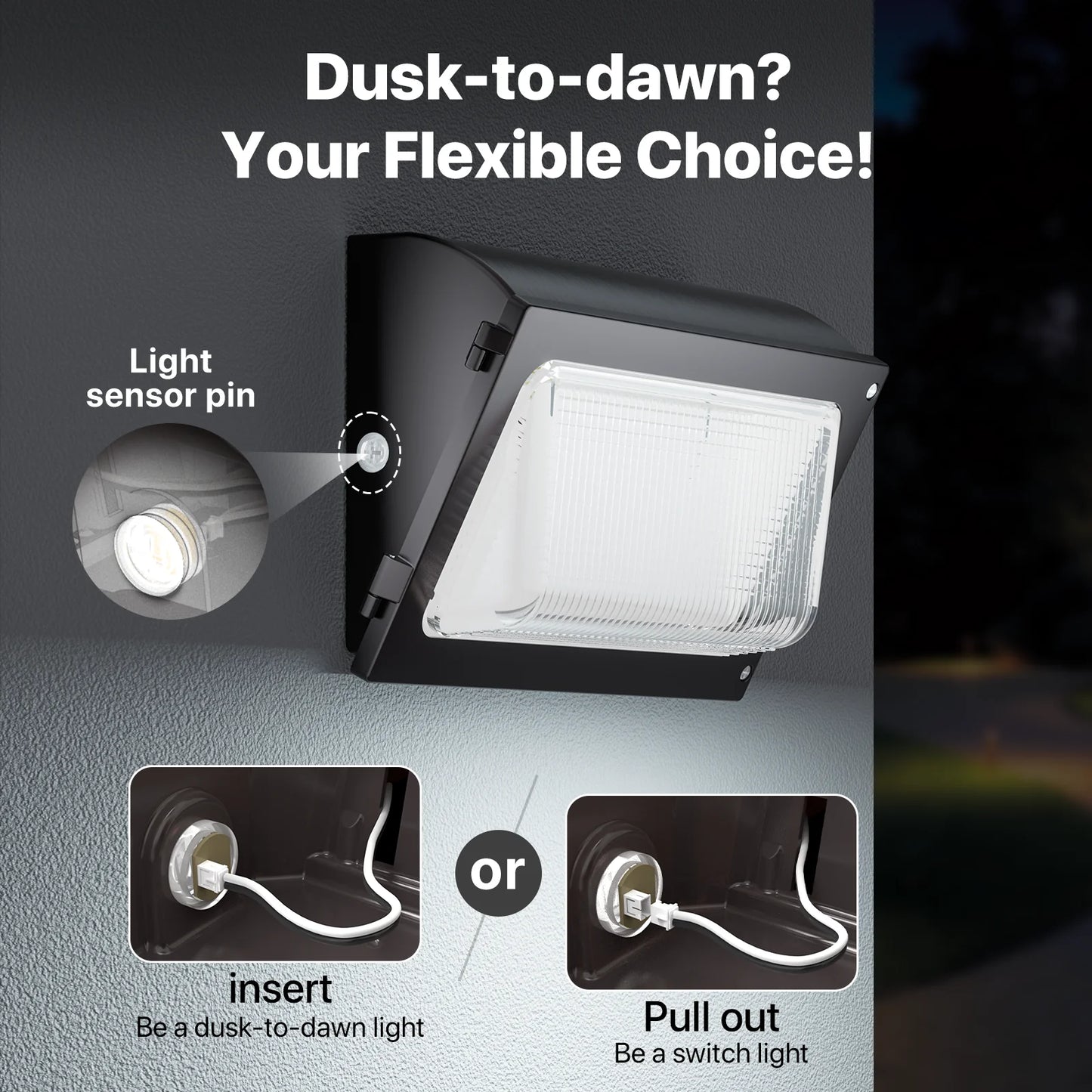Wall Pack Light with Photocell - Oval series, 15600 lumens, 5000K, AC 120-277V
