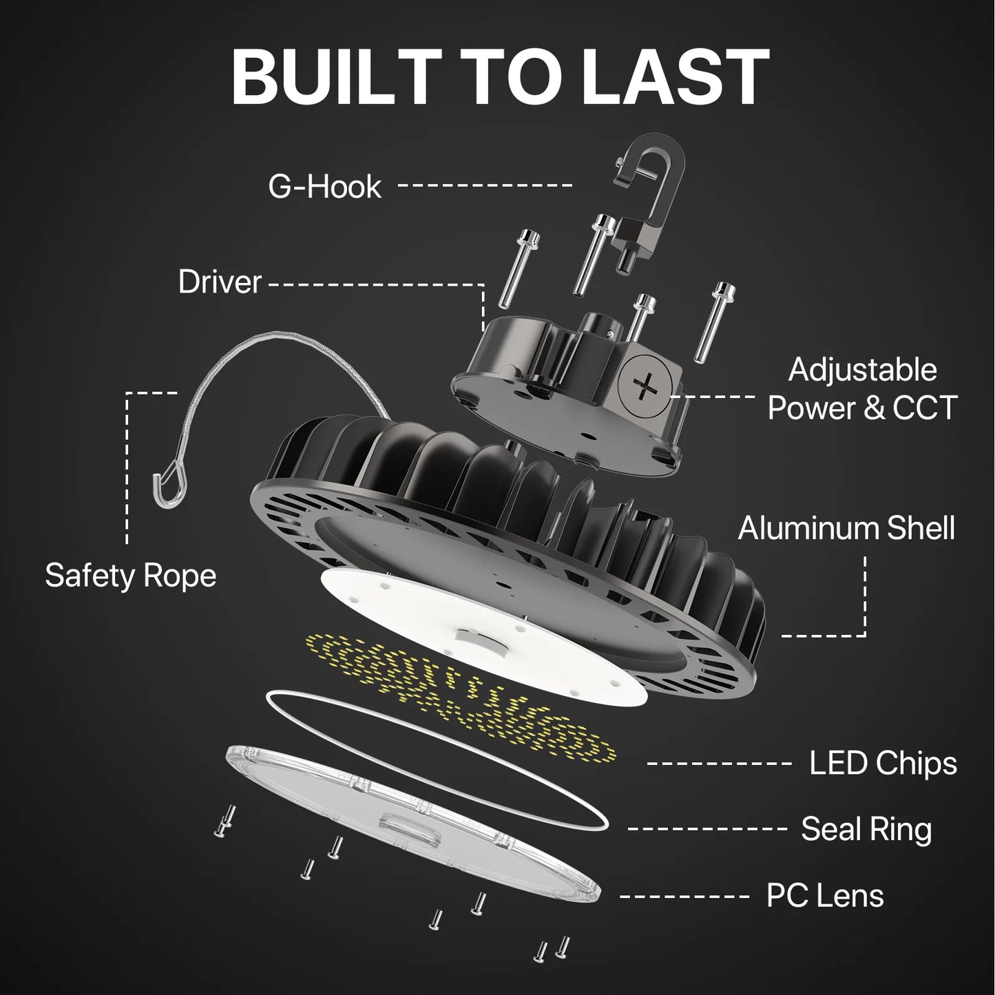Hyperlite LED High Bay Light - Black Hero Series, 29000lumens, Selectable Wattage&CCT, AC 120-277V