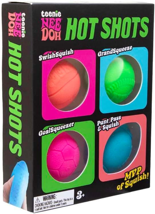 NeeDoh Hot Shot Teenie Needoh 4 Pack Sensory Squeeze Toy 15 in Diameter Colors May Vary