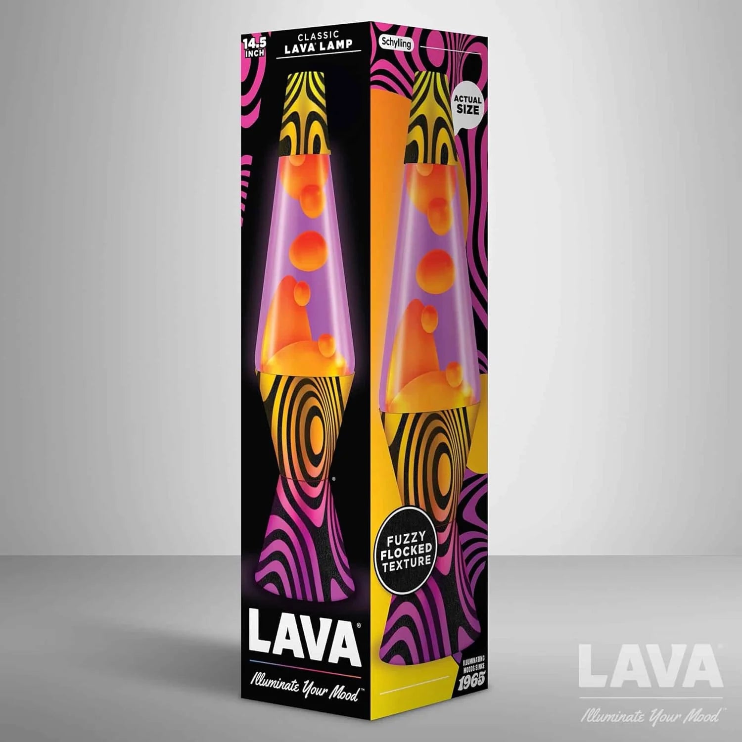 Lava Lamp 145 Groovy Gradient Flocked Base The Original Motion Light Yellow Wax and Purple Liquid Item 2015