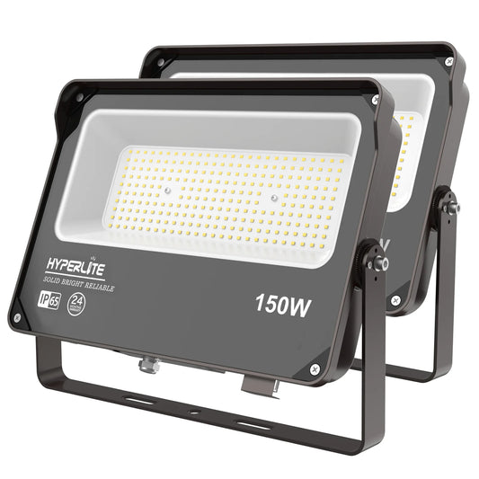 Hyperlite Led Flood Light with Photocell  - Mars Series 2 Pack (U Bracket) - 18000lumens, 5000K, AC 120V Only