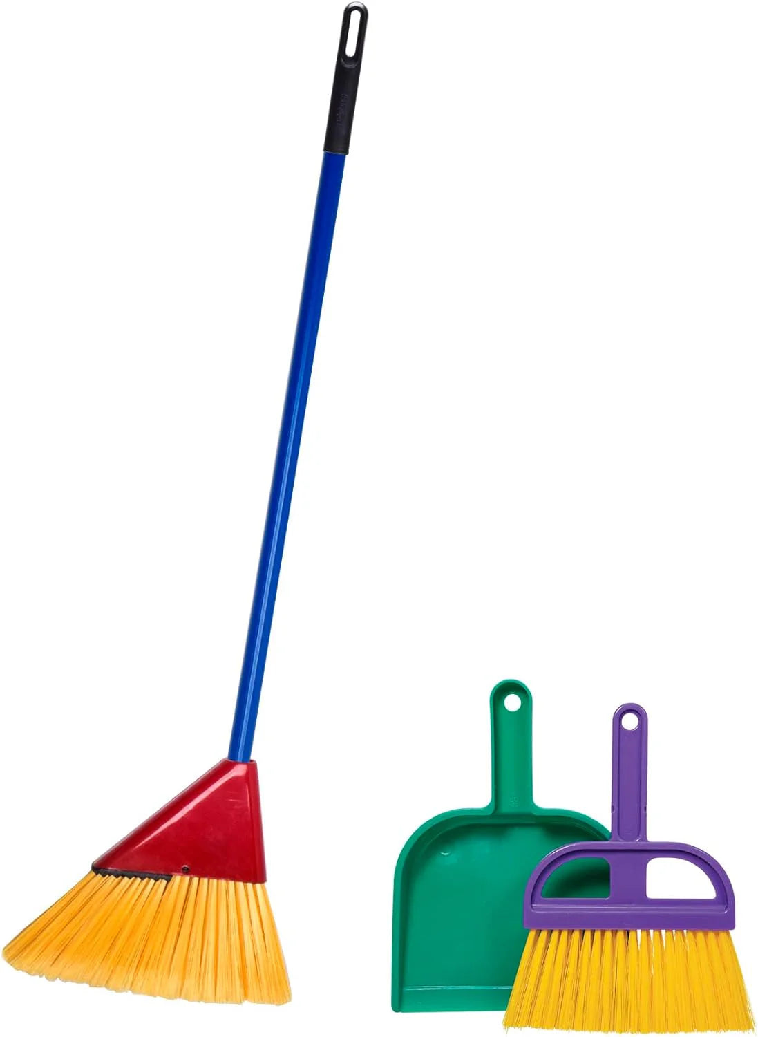 Childrens Broom Set Kids Pretend Play Cleaning Kit Includes Broom Dustpan and Brush Ages 3 and Up