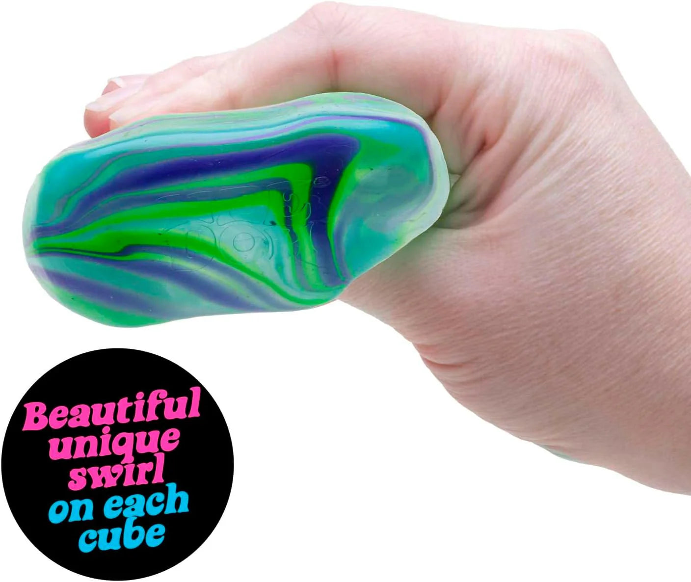 NeeDoh Nice Cube Swirl Sensory Toy with a Super Solid Squish Unique Swirling Color Blend Color May Vary 1 Per Pack