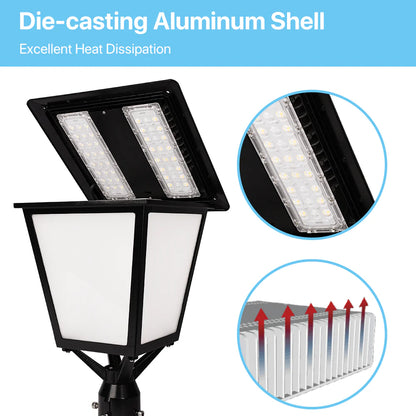 Post Top Light - TP350 Series, 6500lumens, Selectable Wattage&CCT, AC 120-277V, Photocell Optional,Wide Lighting Coverage