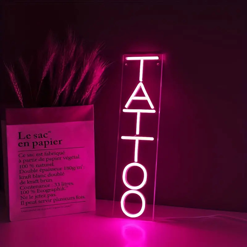TATTOO Pink LED Neon Sign Light