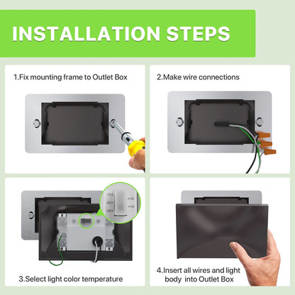 Glitgate 5CCT LED Step Lights, 6 Pack ,45lumens, CCT Selectable, 120V Only