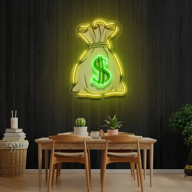 Dollar Money Bag Neon Sign Light