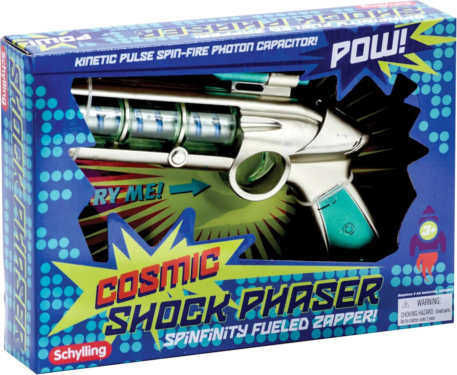 Cosmic Shock Phaser Kids Blaster Toy for Pretend Play Lights Up and Spins Ages 3 and Up