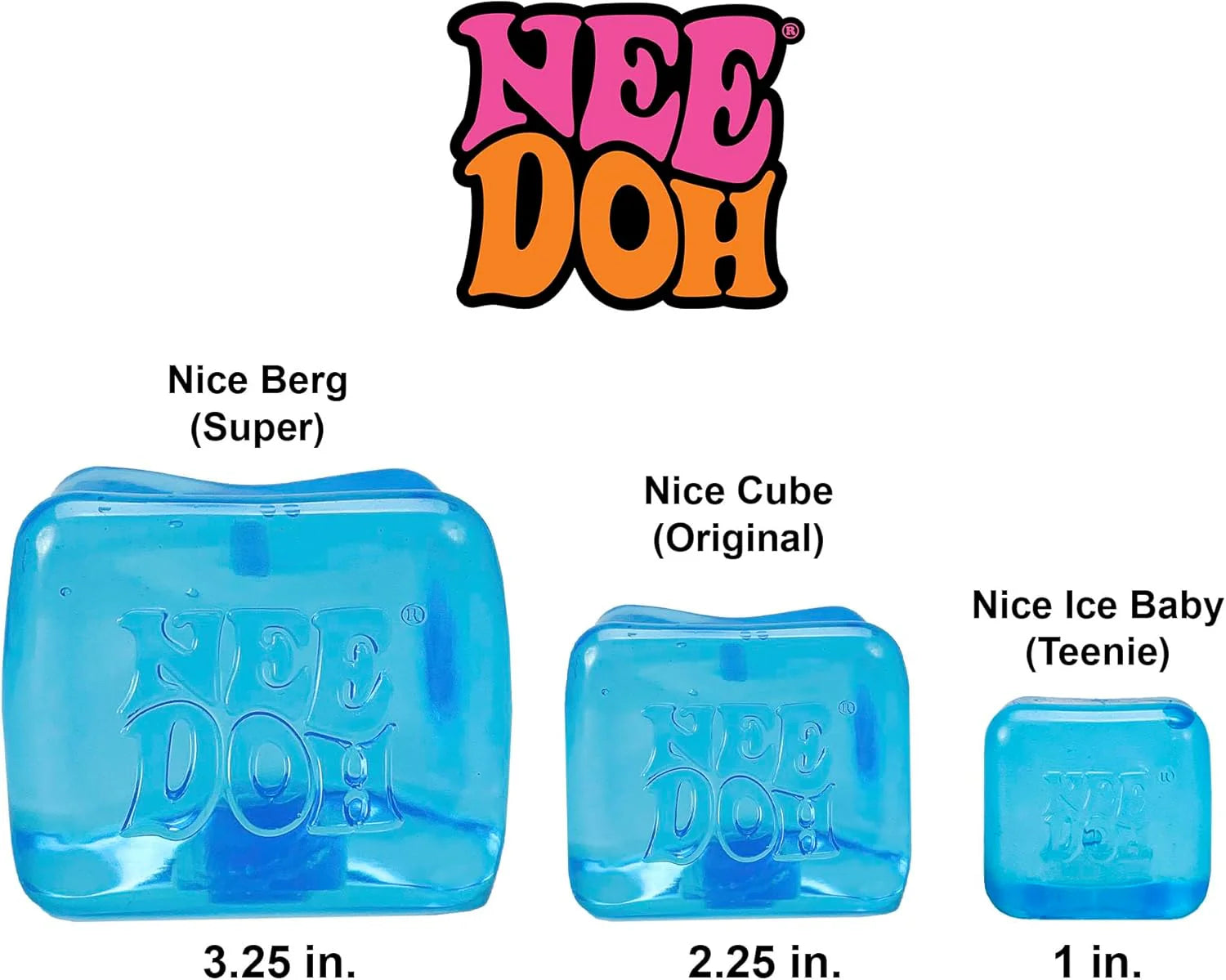 NeeDoh Nice Ice Baby Sensory Squeeze Toy Super Solid Squish 125 Wide Color May Vary Pack of 1