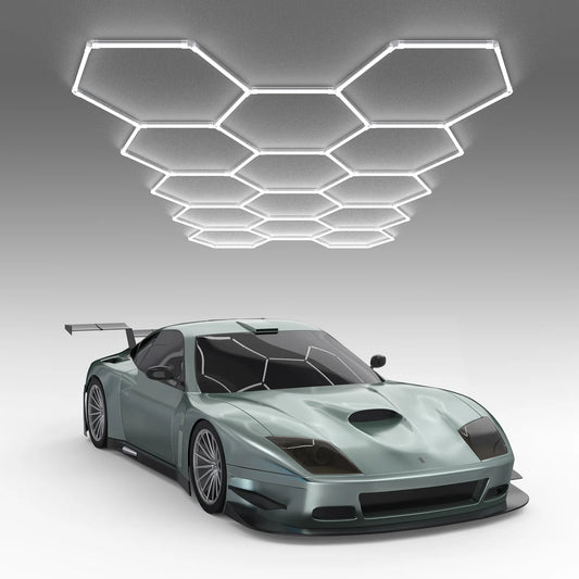 Hyperlite Hexagon Garage Lights Gen 2 - 14 Grid (12.5 x 7.3 ft)