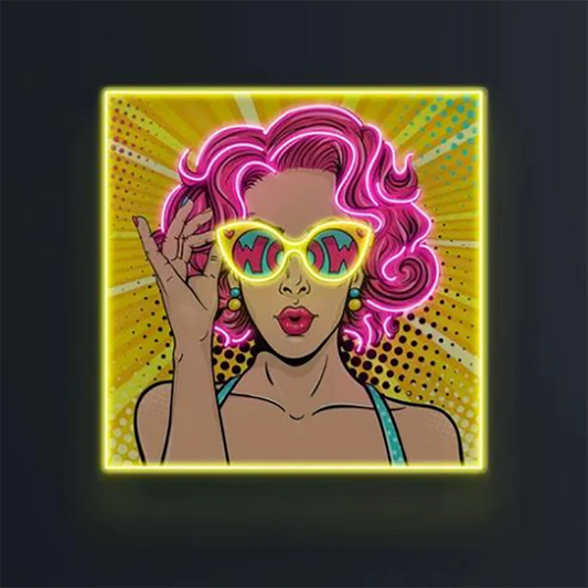Wow Lady Artwork UV Printed LED Neon Sign
