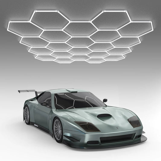 Hyperlite Hexagon Garage Lights Gen 2 - 22 Grid (12.5 x 11.6 ft)